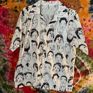 Abstract Faces Button Up Shirt/Dress